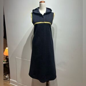 Thomas Burberry Vintage Fleece Dress with Hood Size L Navy